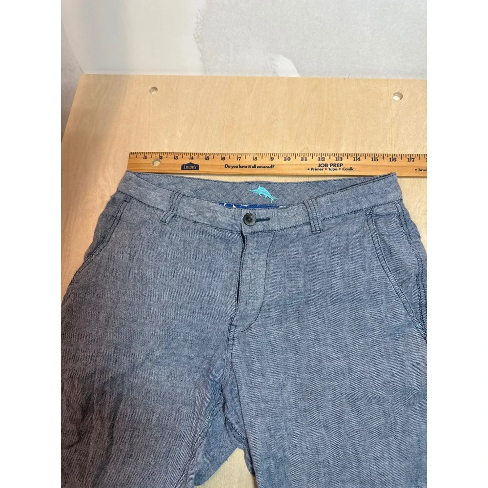 Tommy Bahama Mens Blue Linen Blend Flat Front Shorts Size 32 Chambray Texture